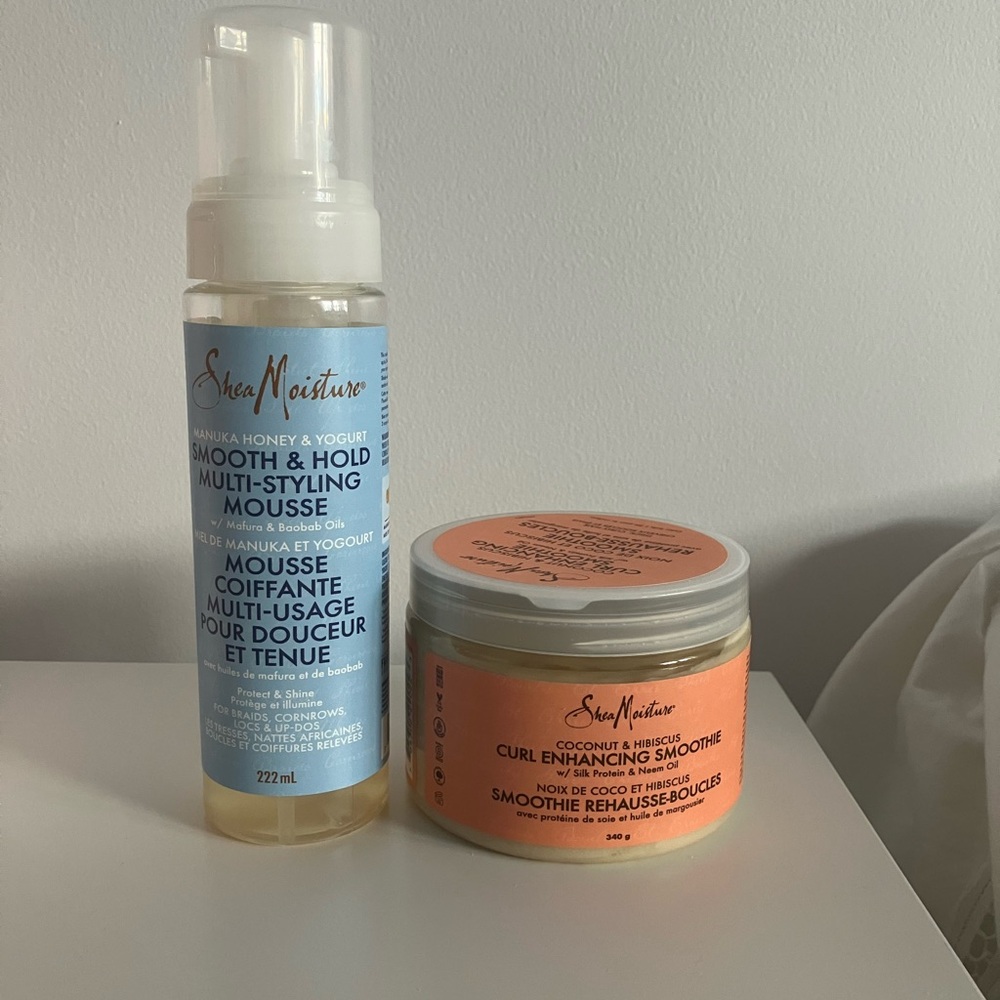Shea Moisture hair mousse and curl enhancing smoothie